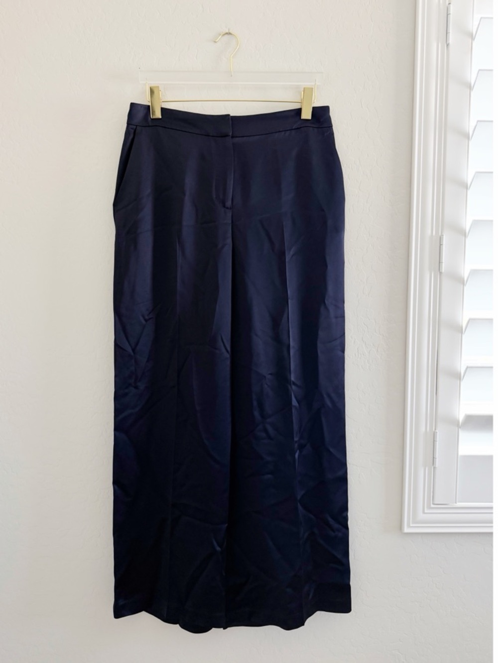 NWT Boden Navy Satin Wide Leg Trousers Size 10 Petite - Picture 8 of 13